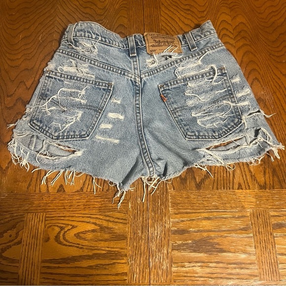VTG Levi's Orange Tab Furst Of A Kind Heavy Distressed Cut Off Mini Shorts 30 - Picture 11 of 14